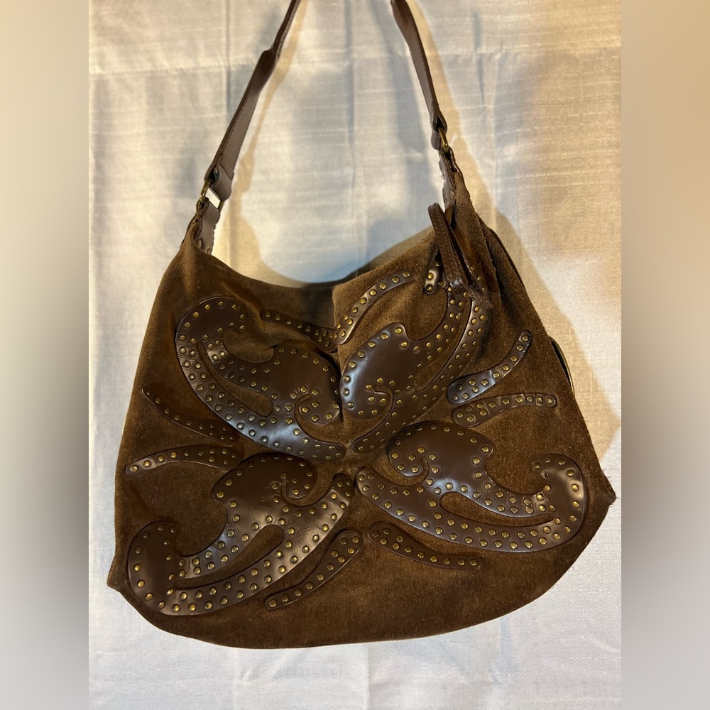 Hype suede purse brown medium size